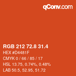 カラーコード: RGB 212 72.8 31.4 | qconv.com