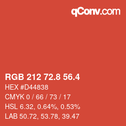 カラーコード: RGB 212 72.8 56.4 | qconv.com