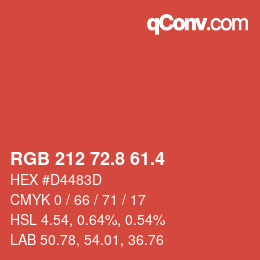 カラーコード: RGB 212 72.8 61.4 | qconv.com