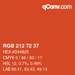 Color code: RGB 212 72 37 | qconv.com