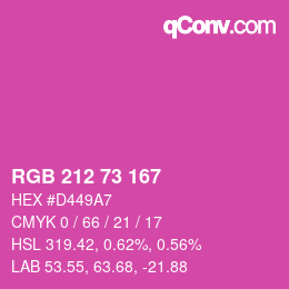 カラーコード: RGB 212 73 167 | qconv.com