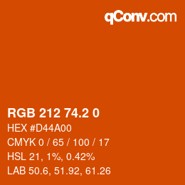 カラーコード: RGB 212 74.2 0 | qconv.com