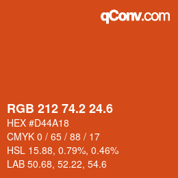 カラーコード: RGB 212 74.2 24.6 | qconv.com