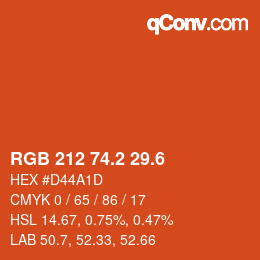 カラーコード: RGB 212 74.2 29.6 | qconv.com