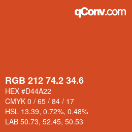 カラーコード: RGB 212 74.2 34.6 | qconv.com