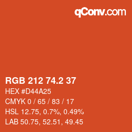 カラーコード: RGB 212 74.2 37 | qconv.com