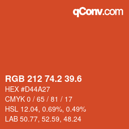 カラーコード: RGB 212 74.2 39.6 | qconv.com