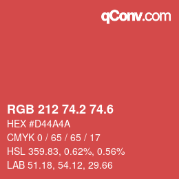 カラーコード: RGB 212 74.2 74.6 | qconv.com