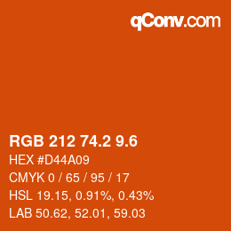 カラーコード: RGB 212 74.2 9.6 | qconv.com