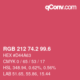 カラーコード: RGB 212 74.2 99.6 | qconv.com