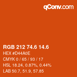 カラーコード: RGB 212 74.6 14.6 | qconv.com