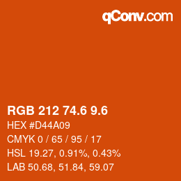 カラーコード: RGB 212 74.6 9.6 | qconv.com