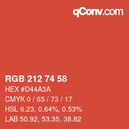 颜色代码: RGB 212 74 58 | qconv.com