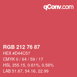 Code couleur: RGB 212 76 87 | qconv.com