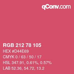 颜色代码: RGB 212 78 105 | qconv.com