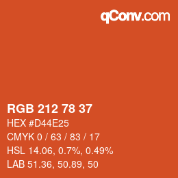 Color code: RGB 212 78 37 | qconv.com