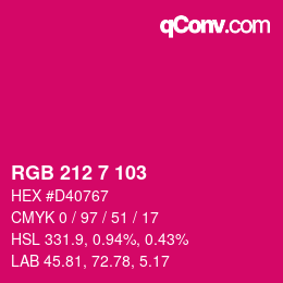 颜色代码: RGB 212 7 103 | qconv.com