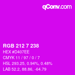 Color code: RGB 212 7 238 | qconv.com