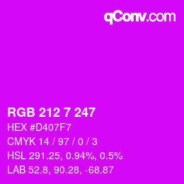 Color code: RGB 212 7 247 | qconv.com