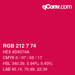 Color code: RGB 212 7 74 | qconv.com