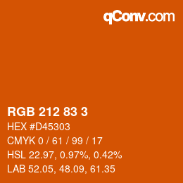 Color code: RGB 212 83 3 | qconv.com