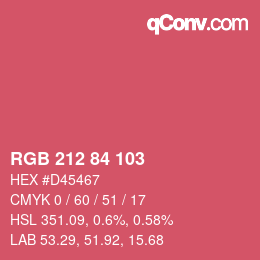 Color code: RGB 212 84 103 | qconv.com