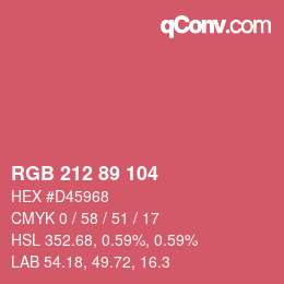 Color code: RGB 212 89 104 | qconv.com