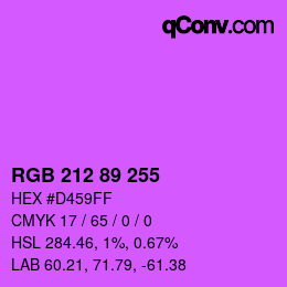 Color code: RGB 212 89 255 | qconv.com