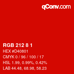 カラーコード: RGB 212 8 1 | qconv.com