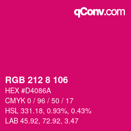 Color code: RGB 212 8 106 | qconv.com