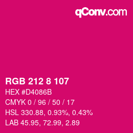 颜色代码: RGB 212 8 107 | qconv.com