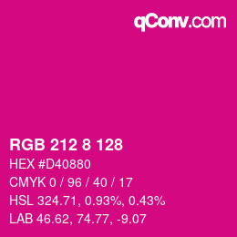 颜色代码: RGB 212 8 128 | qconv.com