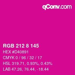 颜色代码: RGB 212 8 145 | qconv.com