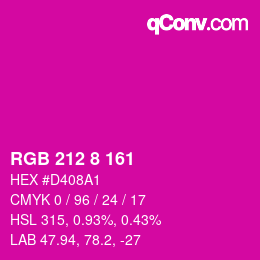 Color code: RGB 212 8 161 | qconv.com