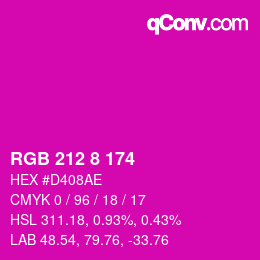 Código de color: RGB 212 8 174 | qconv.com