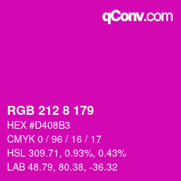 Color code: RGB 212 8 179 | qconv.com