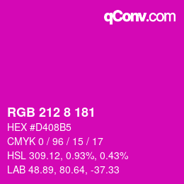 颜色代码: RGB 212 8 181 | qconv.com