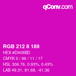 Color code: RGB 212 8 189 | qconv.com