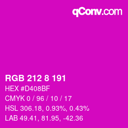カラーコード: RGB 212 8 191 | qconv.com