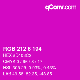 Color code: RGB 212 8 194 | qconv.com