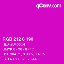 Color code: RGB 212 8 196 | qconv.com