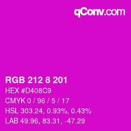 Color code: RGB 212 8 201 | qconv.com