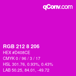 カラーコード: RGB 212 8 206 | qconv.com