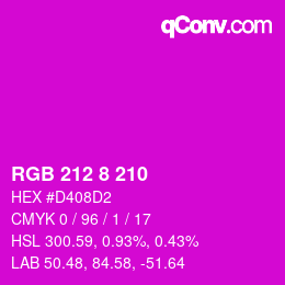 カラーコード: RGB 212 8 210 | qconv.com
