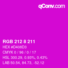カラーコード: RGB 212 8 211 | qconv.com
