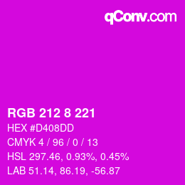 Color code: RGB 212 8 221 | qconv.com