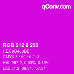 カラーコード: RGB 212 8 222 | qconv.com