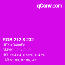 颜色代码: RGB 212 8 232 | qconv.com