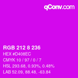 Color code: RGB 212 8 236 | qconv.com