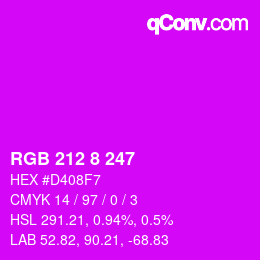 カラーコード: RGB 212 8 247 | qconv.com